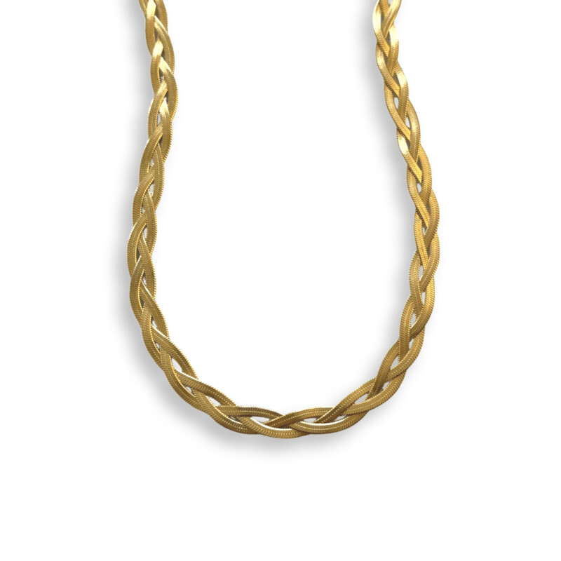 Phoebe Triple Snake Ketting - Stalen vlecht goudkleurig