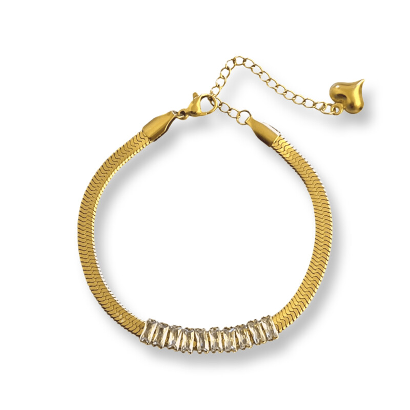 Aurora Gold Snake Baget Armband- Baget - Tennis Bracelet Goudkleurig