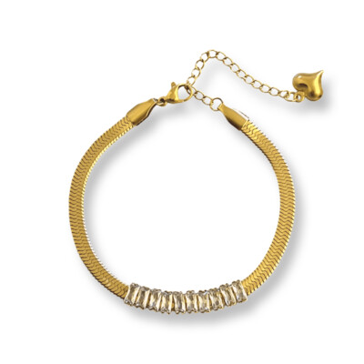 Aurora Gold Snake Baget Armband- Baget - Tennis Bracelet Goudkleurig