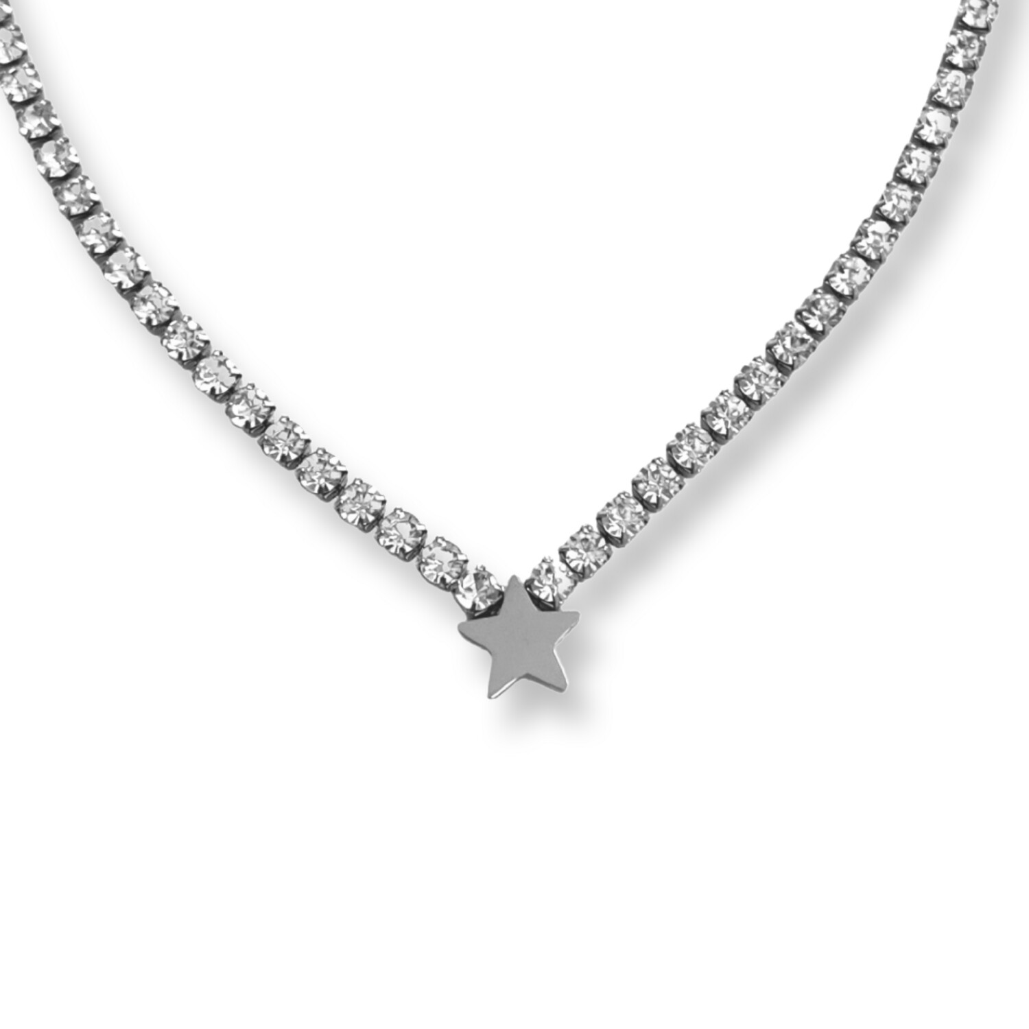 Sirius Ster Zilver Tennis Ketting - Strass - Iced - Tennis Ketting Zilverkleurig