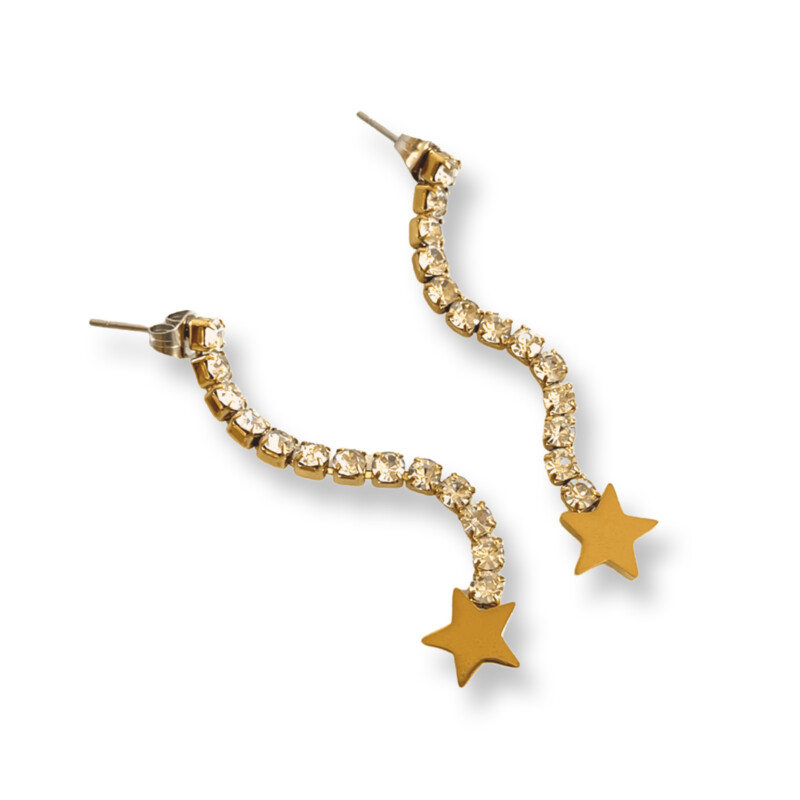 Sirius Ster Gold Tennis Oorbellen - Hangers Goudkleurig