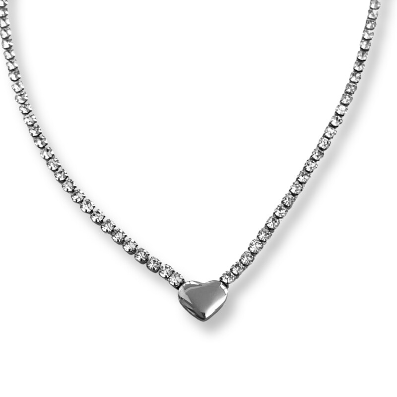 Auva Hart Zilver Tennis Ketting - Strass - Iced - Tennis Ketting Zilverkleurig