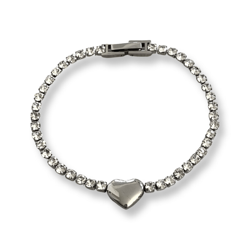 Auva Hart Zilver Tennis Armband - Strass - Iced - Tennis Bracelet Zilverkleurig