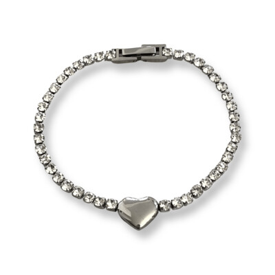 Auva Hart Zilver Tennis Armband - Strass - Iced - Tennis Bracelet Zilverkleurig