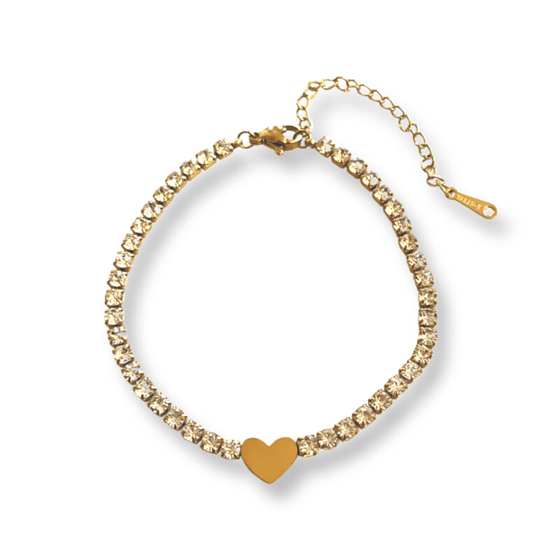 Auva Hart Goud Tennis Armband - Strass - Iced - Goudkleurig