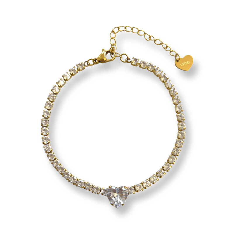 Capella Diamond Hart Goud Tennis Armband - Bracelet Goudkleurig