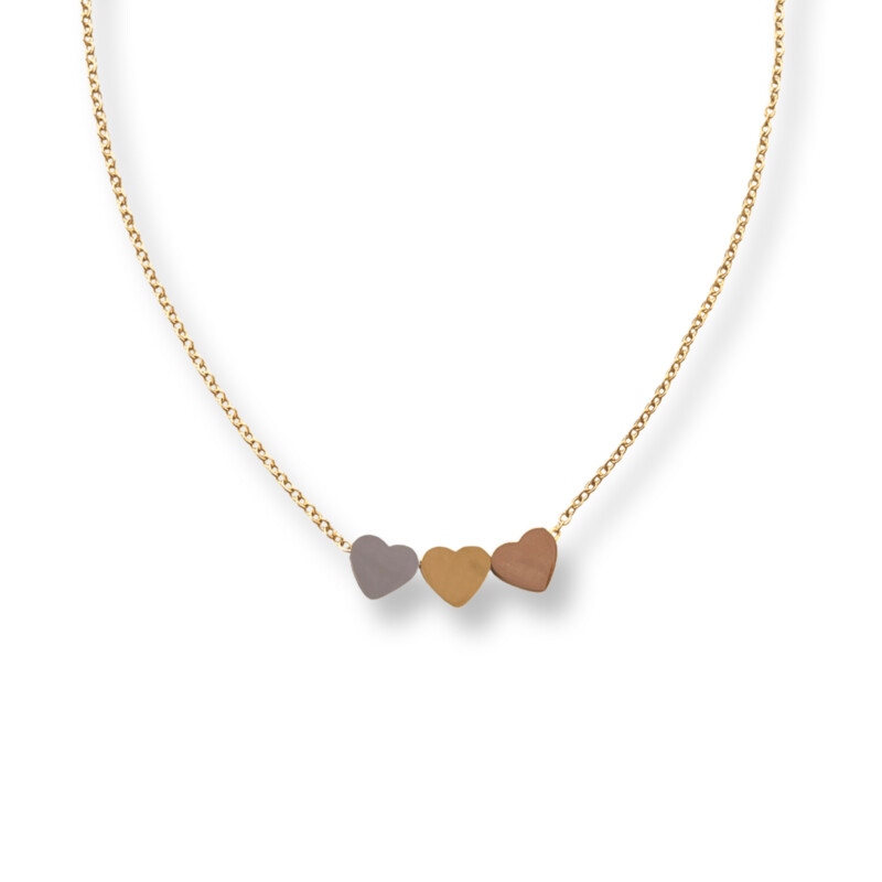 Mira Tricolor Ketting - Stalen Ketting 3 hartjes