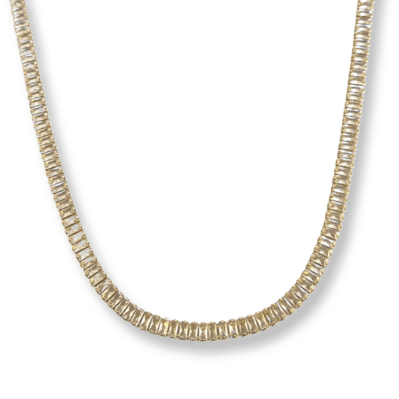 Halley Baguette Ketting Gold  - Iced - Tennis Ketting Goudkleurig