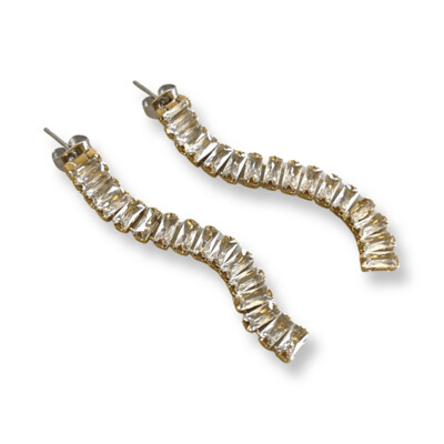 Halley Baguette Tennis Oorbellen Gold - Hangers Goudkleurig