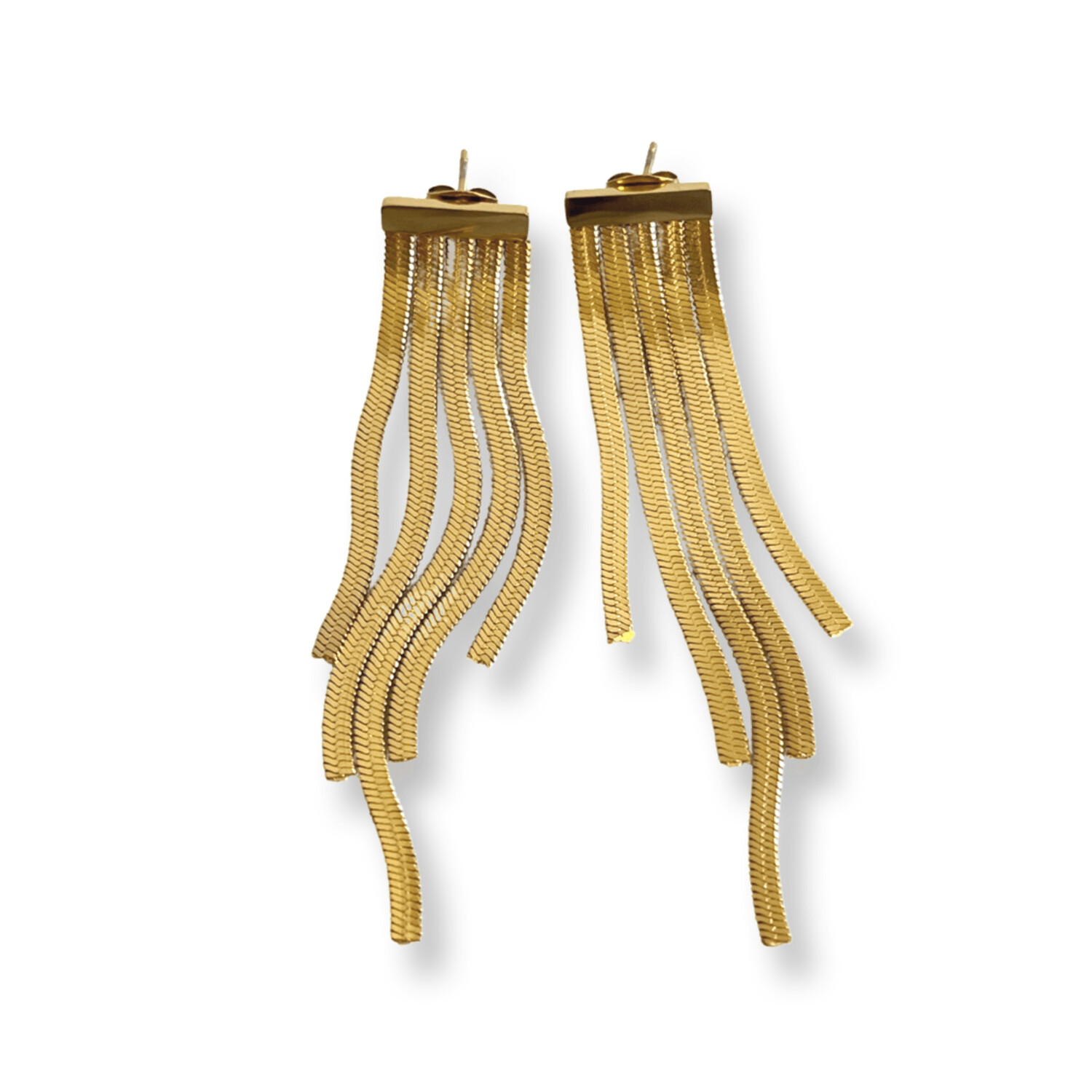 Ophelia Gold Snake Oorbellen - Platte Stalen hangers Goudkleurig