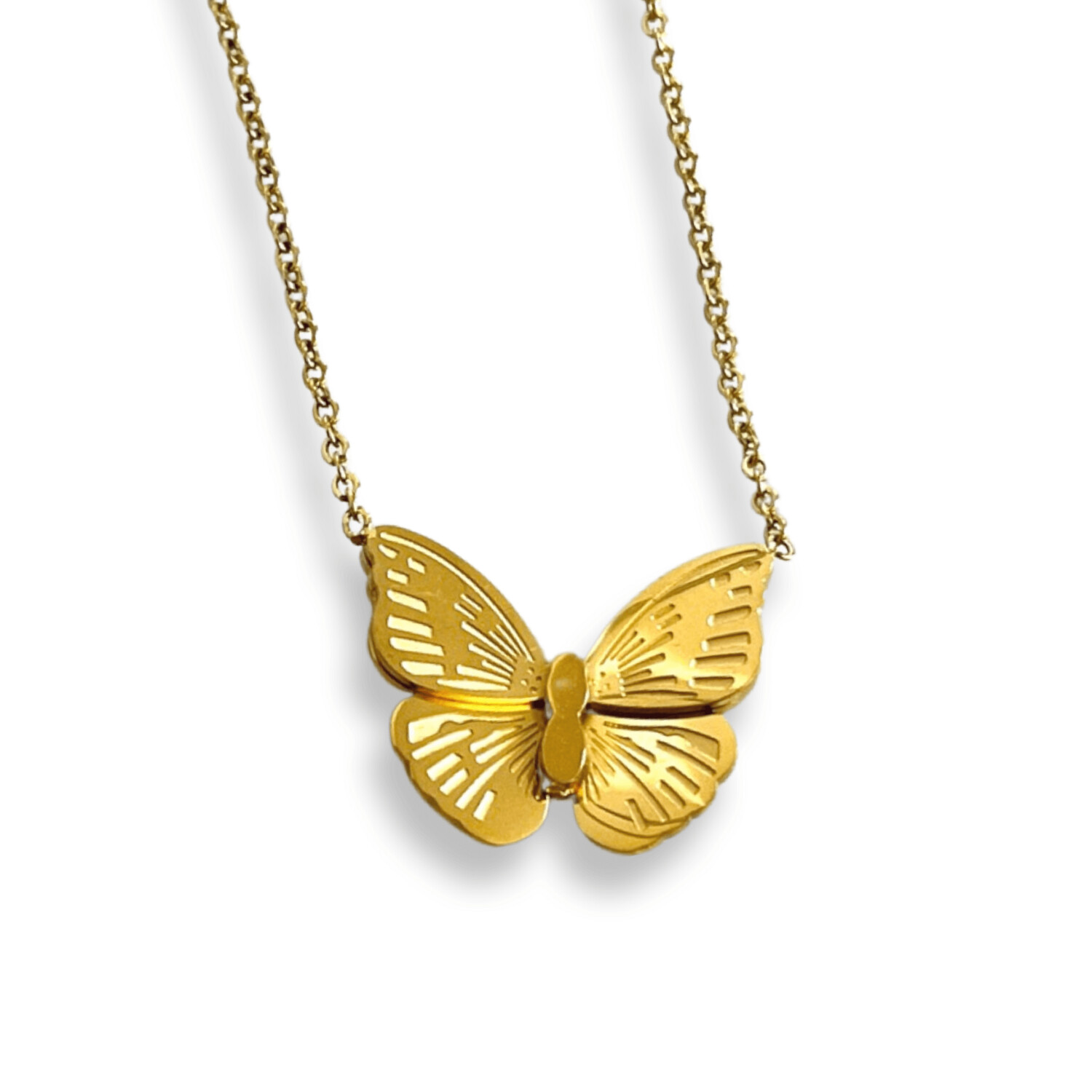 Rigel Vlinderketting Gold Ketting - Stalen Butterfly Necklace Goudkleurig