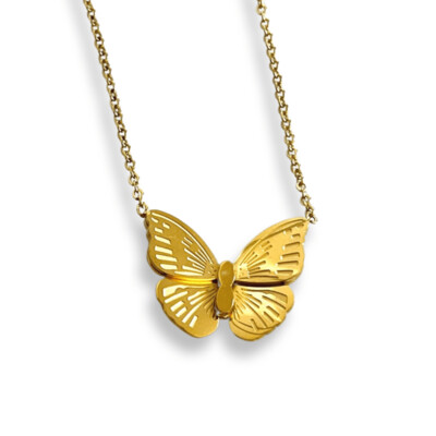 Rigel Vlinderketting Gold Ketting - Stalen Butterfly Necklace Goudkleurig