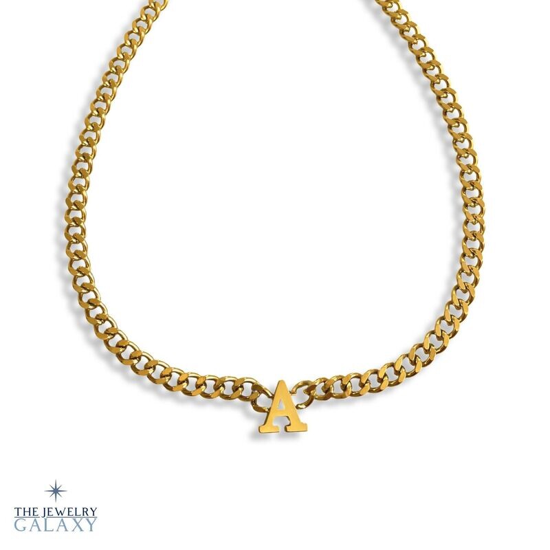Alya Chunky Initialen ketting goud - Stainless steel