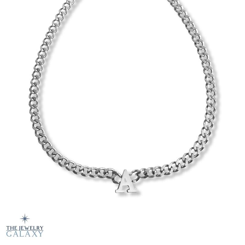 Alya Chunky Initialen ketting zilver - Stainless steel