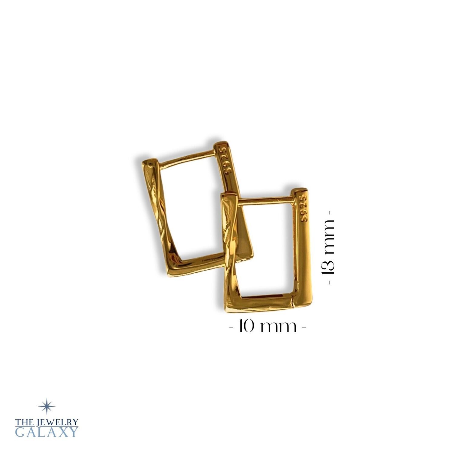 Lyra luxe oorringen rechthoekig - S925 Zilver 18K Goldplated