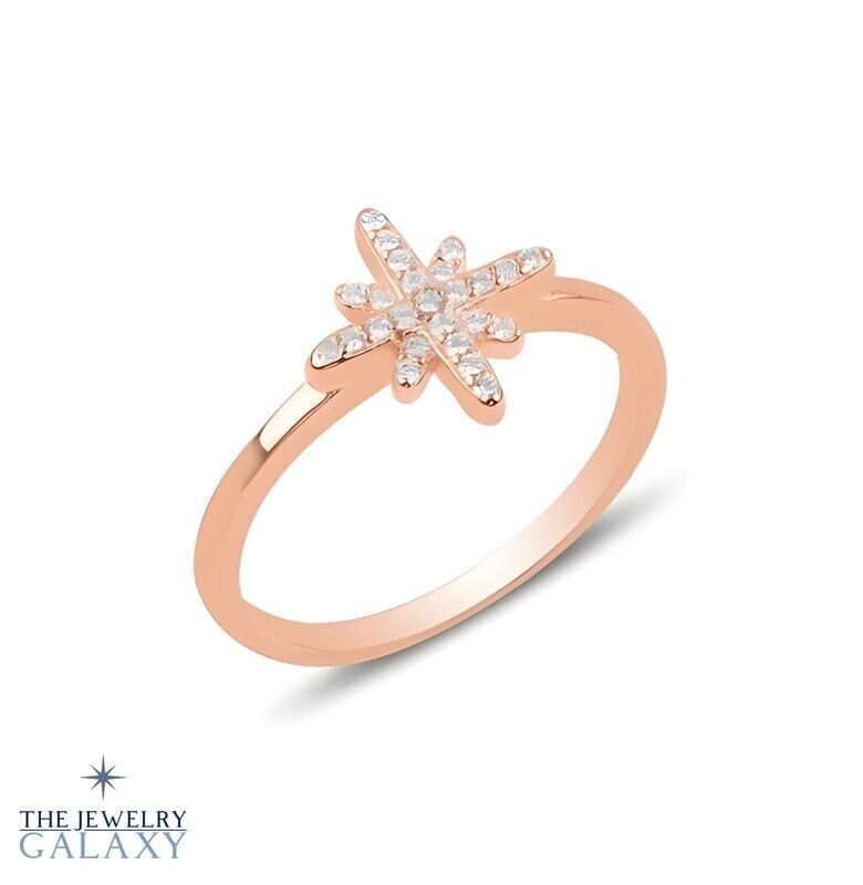 Polaris Northern Star Ring met zirkonia - Sterling Zilver S925 Roségoud