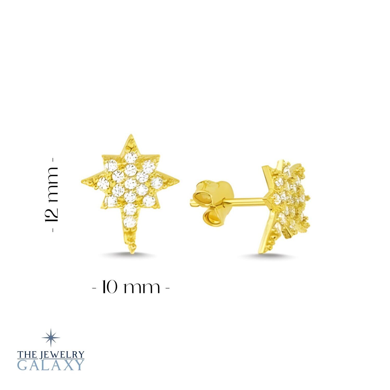 Polaris Northern Star oorstekers - S925 Sterling Zilver Ster mini oorbellen goldplated