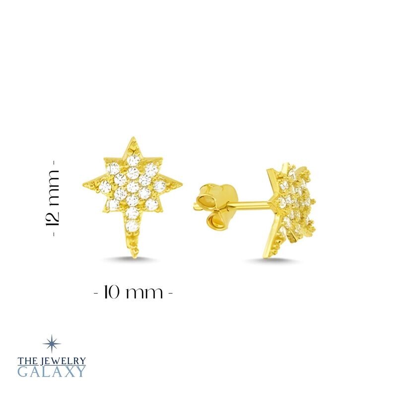 Polaris Northern Star oorstekers - S925 Sterling Zilver Ster mini oorbellen goldplated