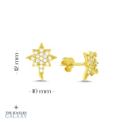 Polaris Northern Star oorstekers - S925 Sterling Zilver Ster mini oorbellen goldplated