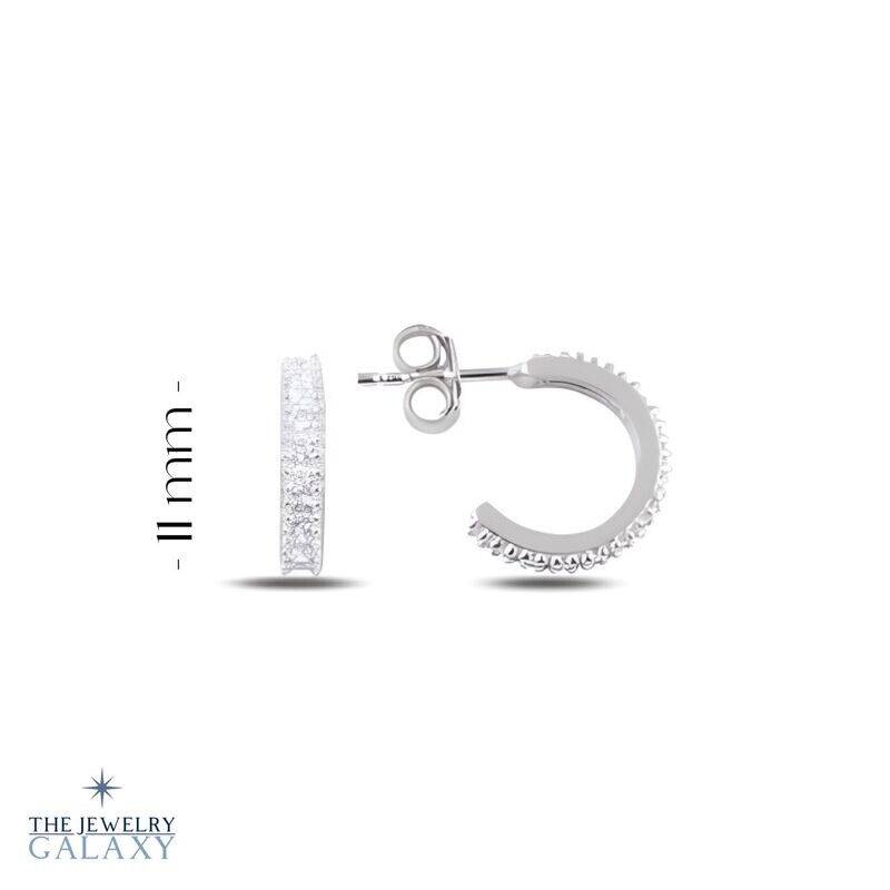 Sparkle Mini hoop oorbellen - S925 Sterling Zilver Zirkonia