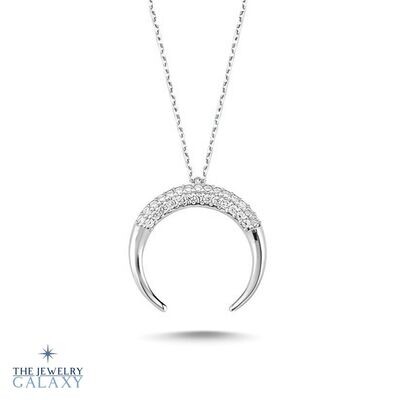 Crescent Halve maan ketting - S925 Sterling Zilver Zirkonia