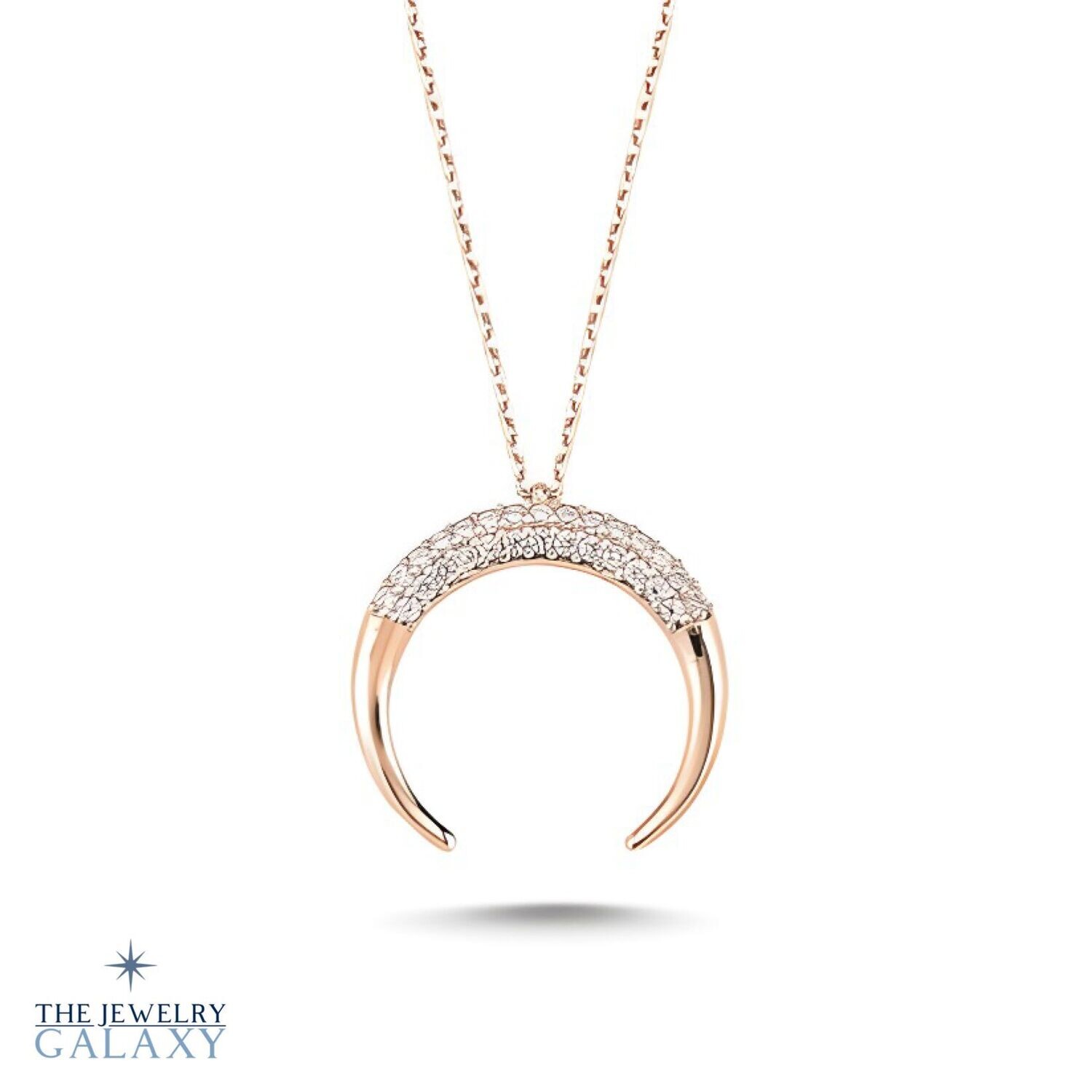 Crescent Halve maan ketting - S925 Sterling Roségoud Zirkonia