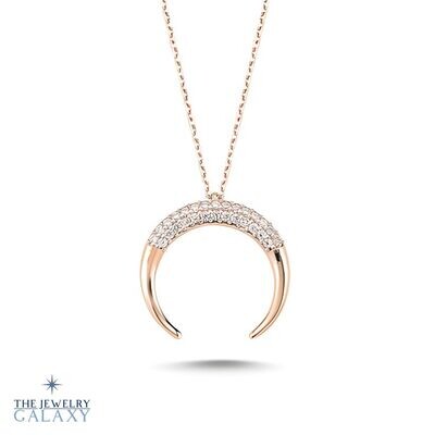 Crescent Halve maan ketting - S925 Sterling Roségoud Zirkonia