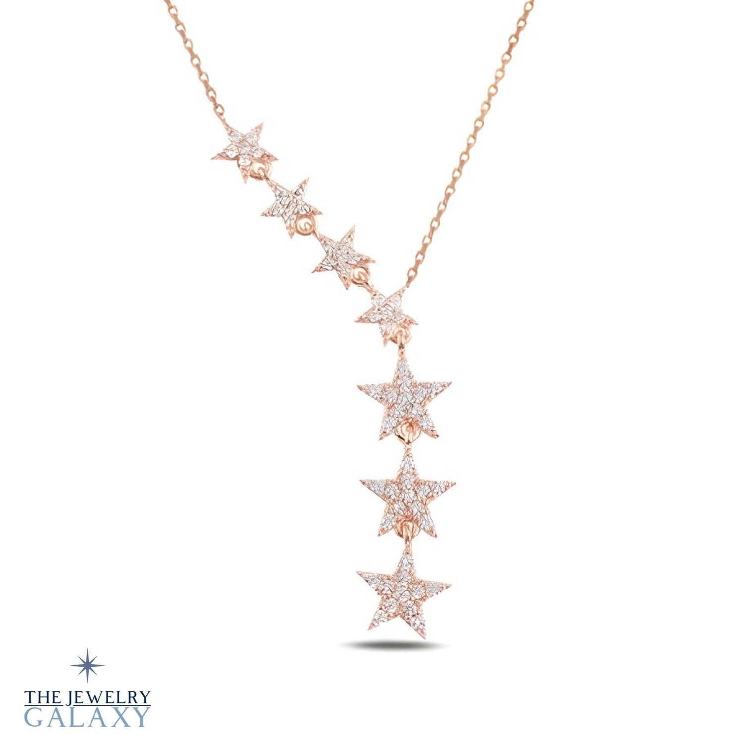 Bellatrix Vallende Sterren ketting - S925 Sterling Zilver Zirkonia Roségoud