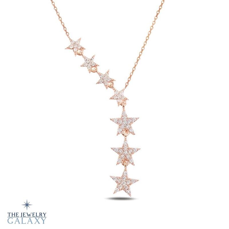 Bellatrix Vallende Sterren ketting - S925 Sterling Zilver Zirkonia Roségoud