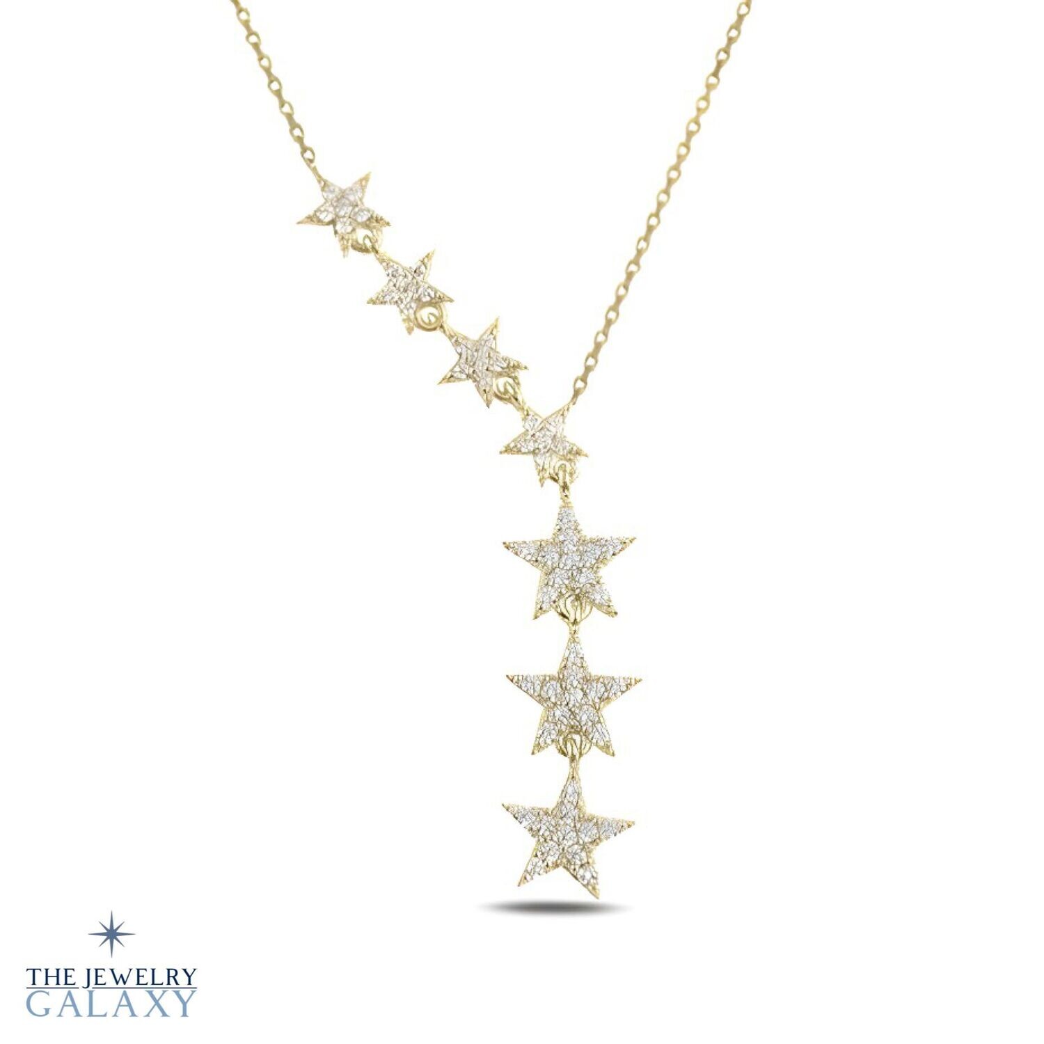 Bellatrix Vallende Sterren ketting - S925 Sterling Zilver Zirkonia Goldplated