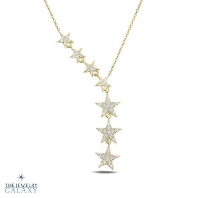 Bellatrix Vallende Sterren ketting - S925 Sterling Zilver Zirkonia Goldplated