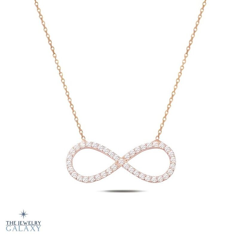 Gemma Infinity ketting - S925 Sterling Zilver Zirkonia Roségoud