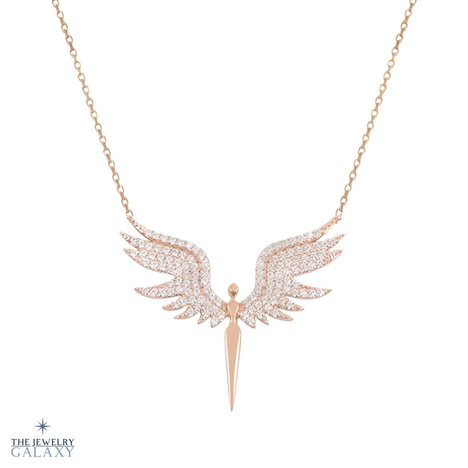 Angel Wings Engel ketting - S925 Sterling Zilver Roségoud