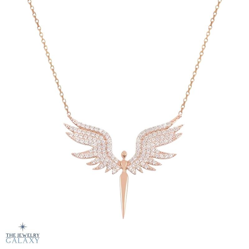 Angel Wings Engel ketting - S925 Sterling Zilver Roségoud