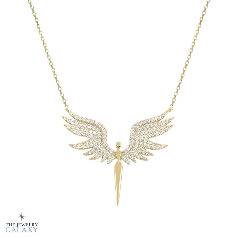 Angel Wings Engel ketting - S925 Sterling Zilver Goldplated