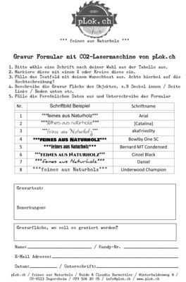 Lasergravur nur Text ab Laserformular