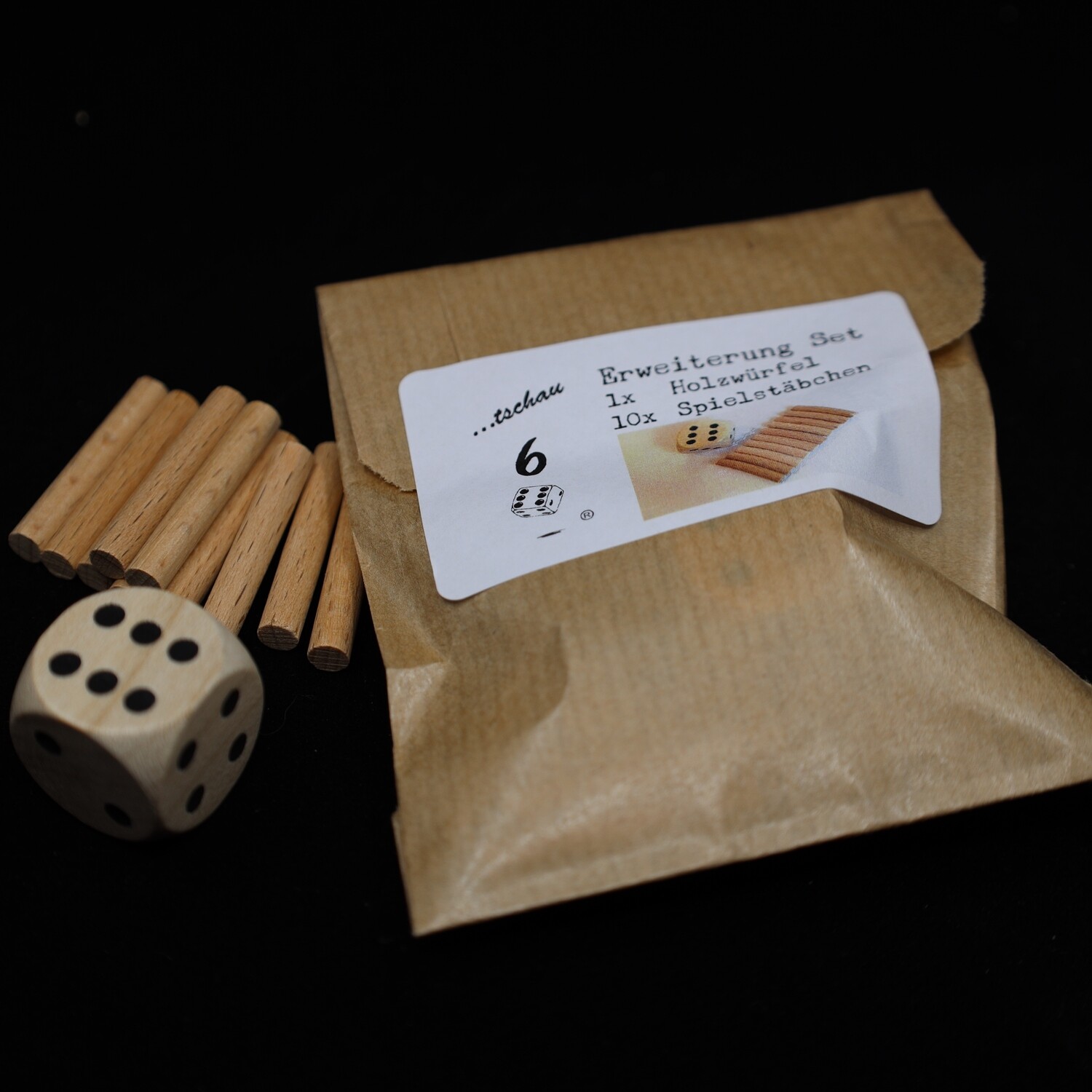 Erweiterung Set Original Holzwürfel + 10 Spielstäbchen