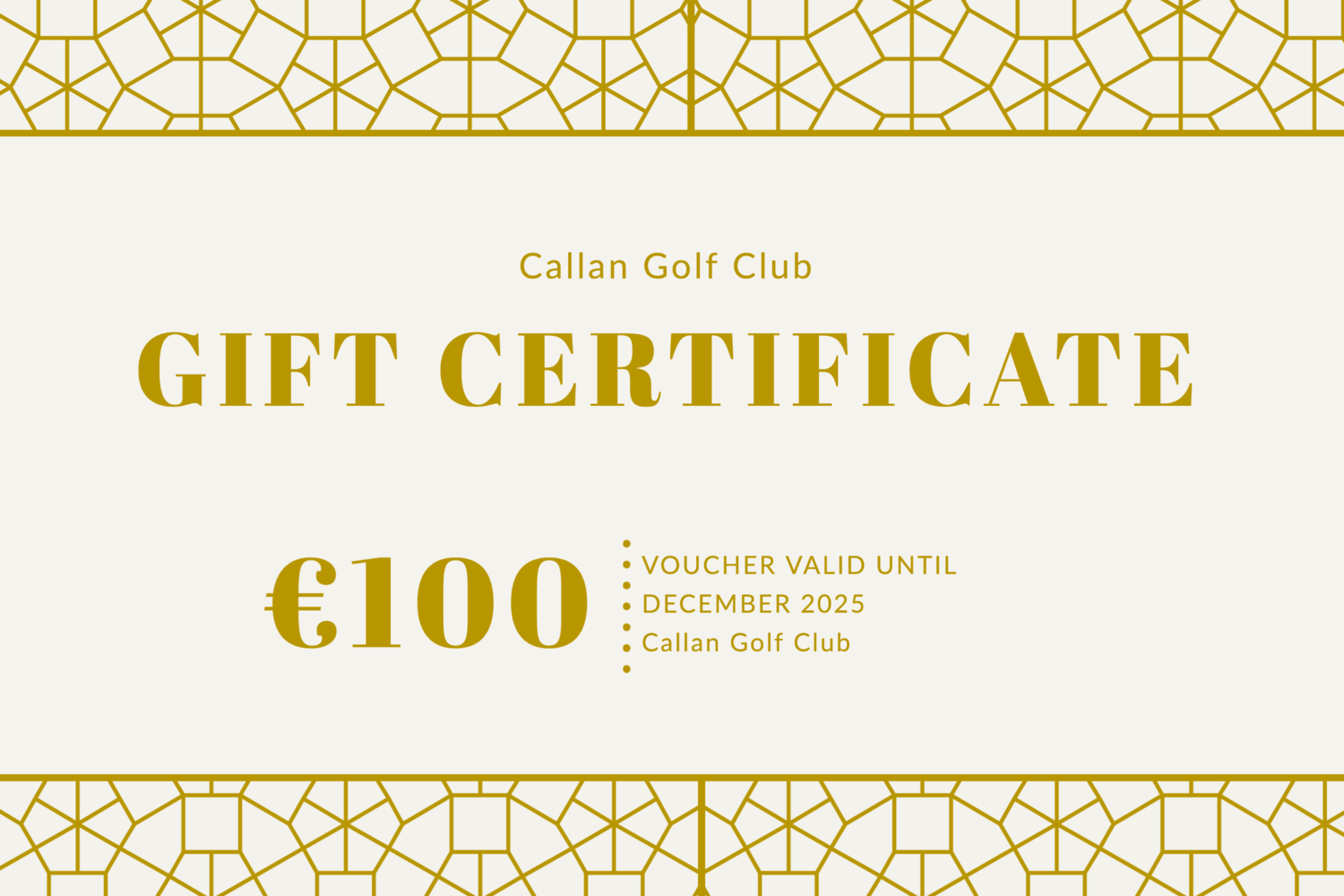 €100 Gift Certificate €100 Gift Certificate