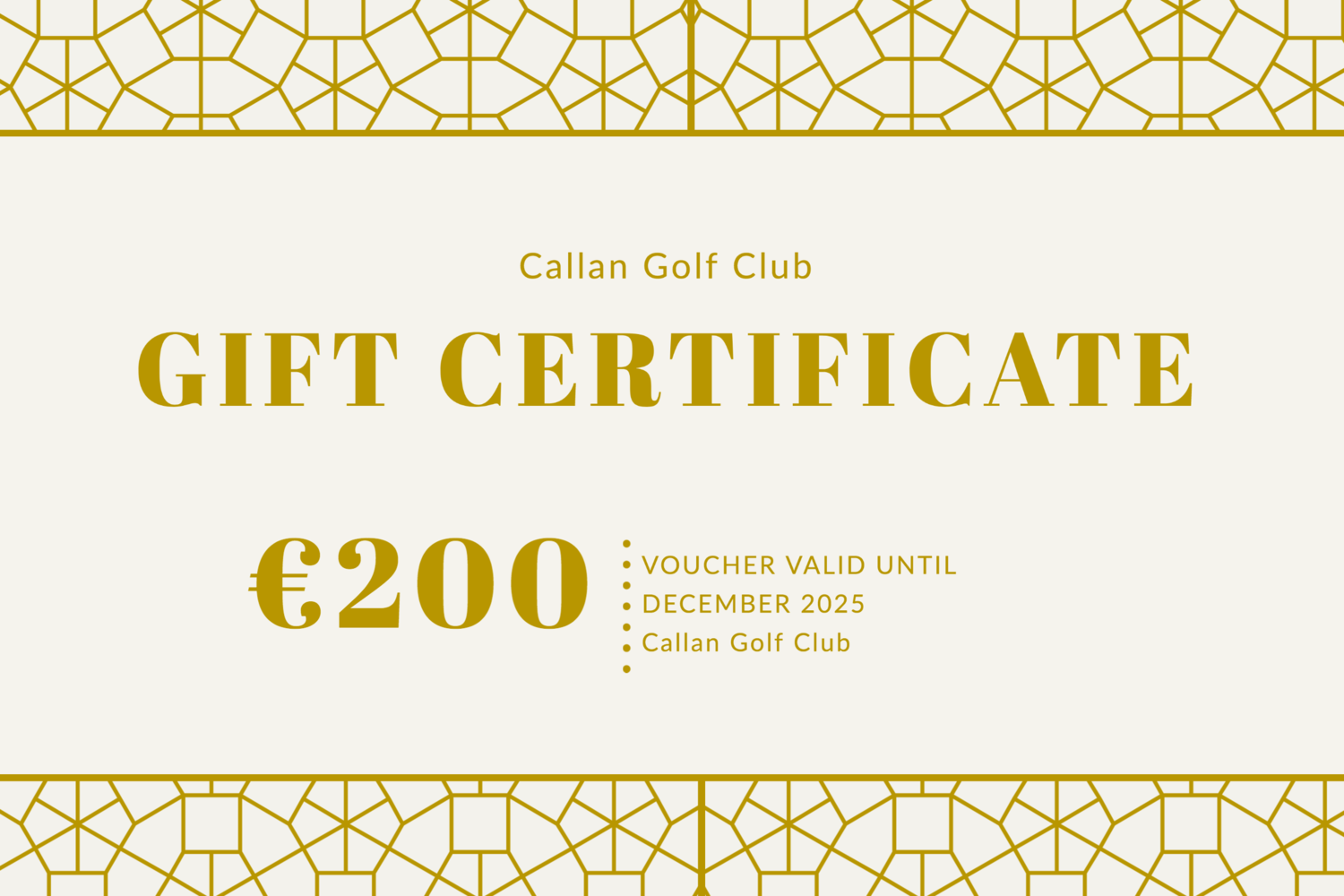 €200 Gift Certificate €200 Gift Certificate