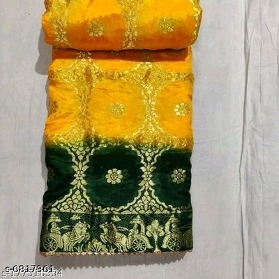 Yellow Green Bandhani Rath Saree