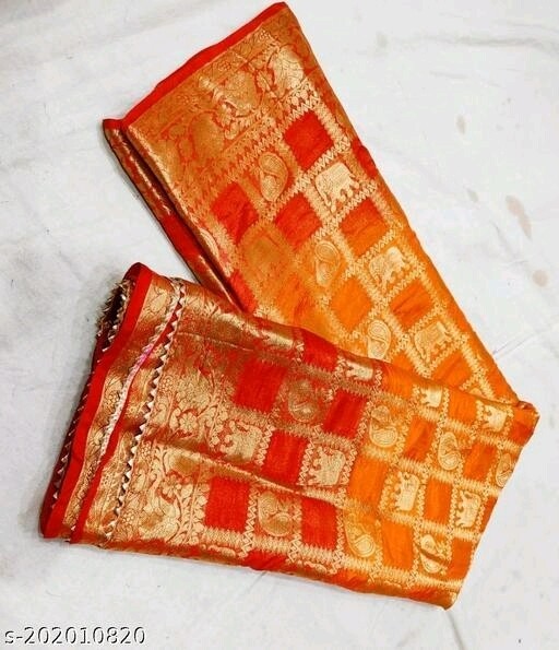 Hathi More Orsnge &amp; Red Color Designer Bandhani Saree
