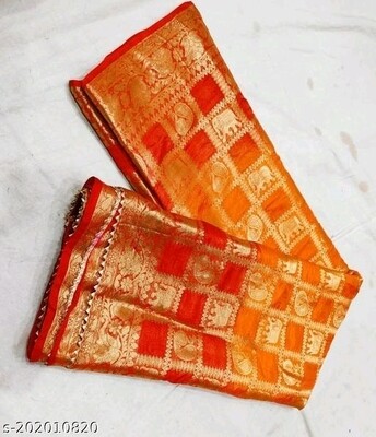 Hathi More Orsnge &amp; Red Color Designer Bandhani Saree