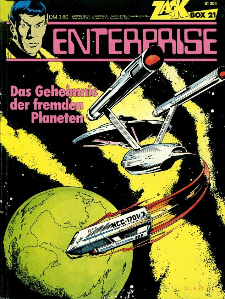 Enterprise (4) »Das Geheimnis der fremden Planeten« (Zack Box 21, Koralle 1976) Z. 1-2