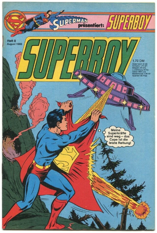 Superboy 8/80 »Horror der verlorenen Superkräfte« (mit Sammelecke, Ehapa 1980) Z. 1-2