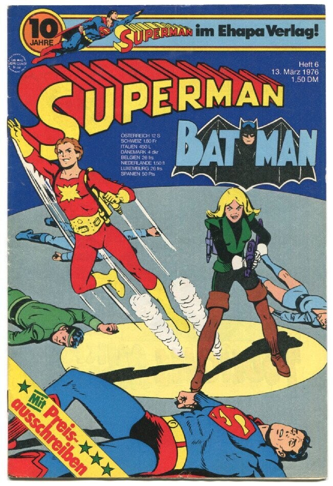 Superman 6/76 »Tödliches Mikro-Monster« (mit Sammelecke, Ehapa 1976) Z. 1-2