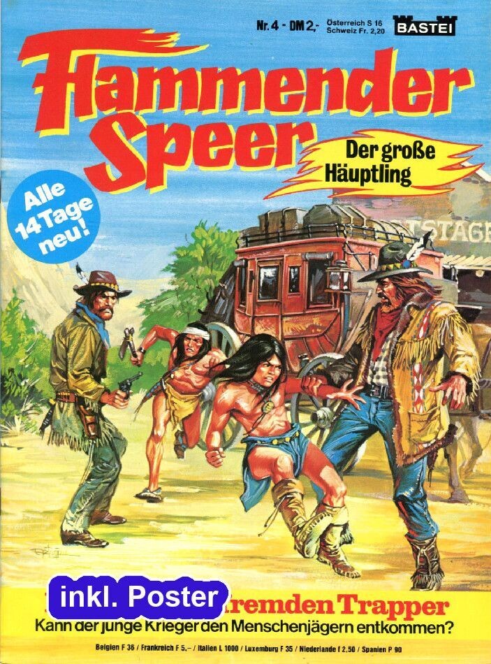 Flammender Speer 4 »Die Falle der fremden Trapper« (GbÜ inkl. Poster, Bastei 1979) Z. 2