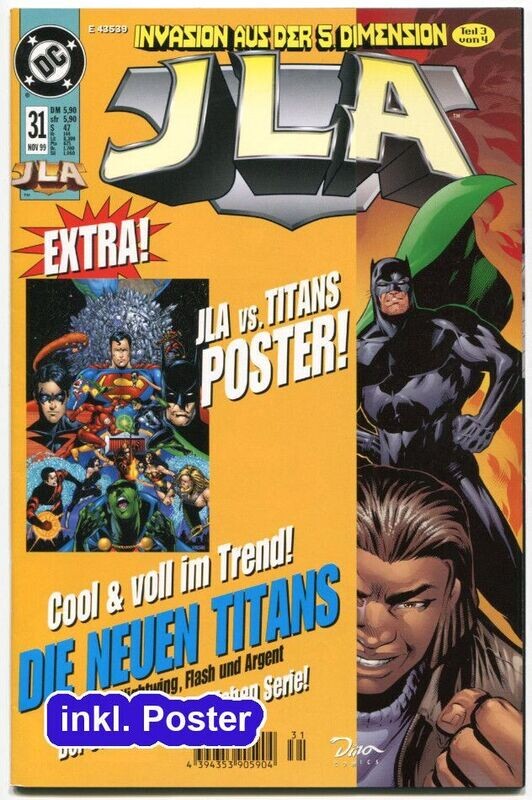 JLA Nr. 31 »Invasion aus der 5. Dimension (3)« (inkl. Poster, Dino 1999) Z. 0-1