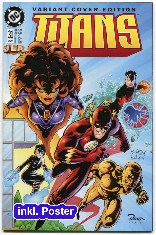 JLA Nr. 31 »Invasion aus der 5. Dimension (3)« (Variantcover, inkl. Poster, Dino 1999) Z. 0-1