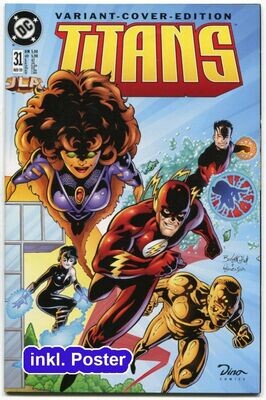 JLA Nr. 31 »Invasion aus der 5. Dimension (3)« (Variantcover, inkl. Poster, Dino 1999) Z. 0-1