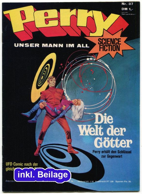Perry 87 »Die Welt der Götter« (mit UFO-Beilage, Moewig 1973) Z. 0-1